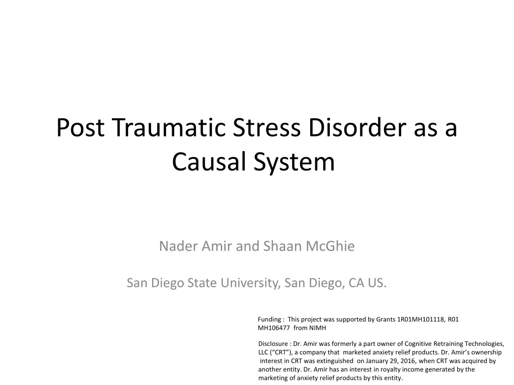 post traumatic stress disorder as a causal system