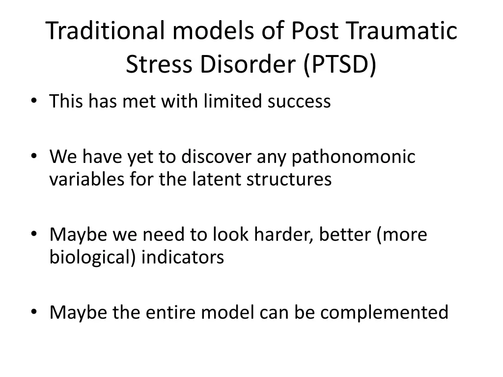 traditional models of post traumatic stress 1
