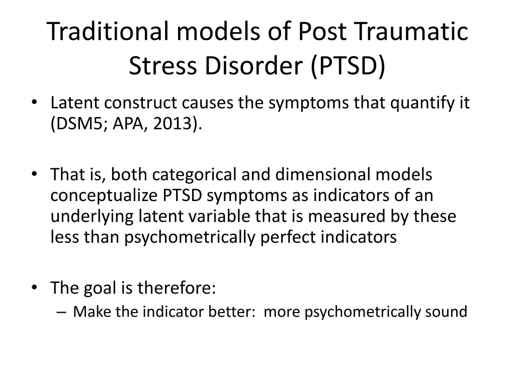 traditional models of post traumatic stress