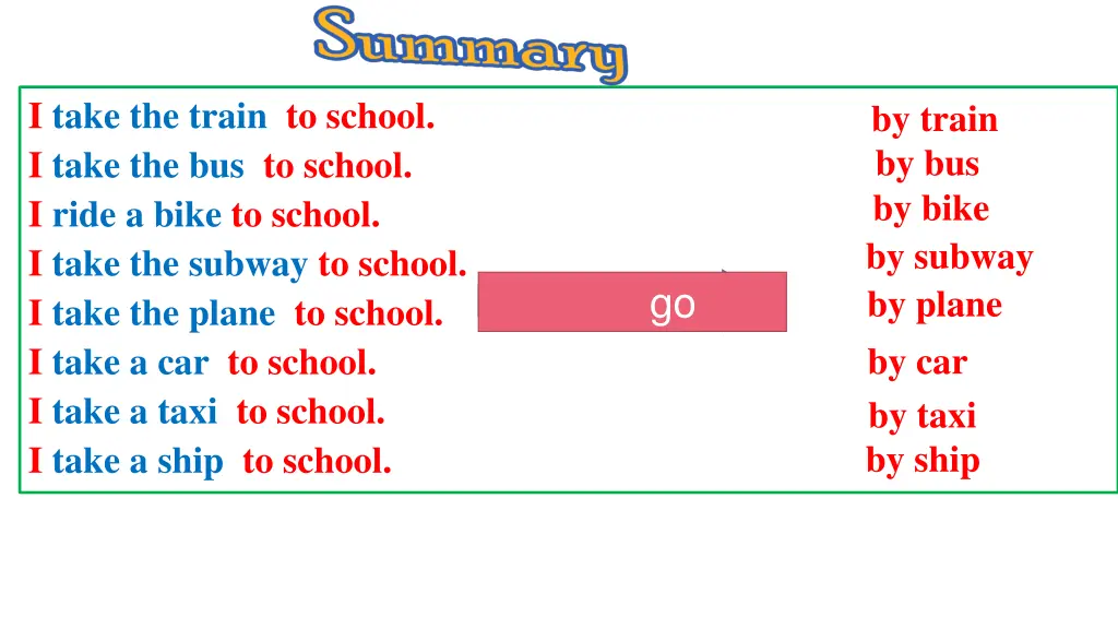 i take the train to school i take
