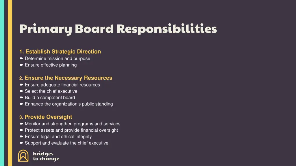 primary board responsibilities