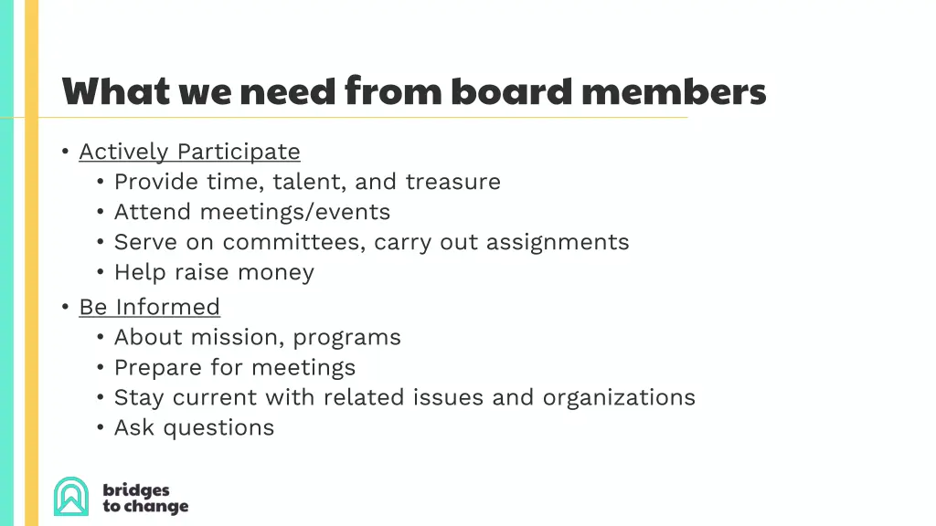 what we need from board members 1