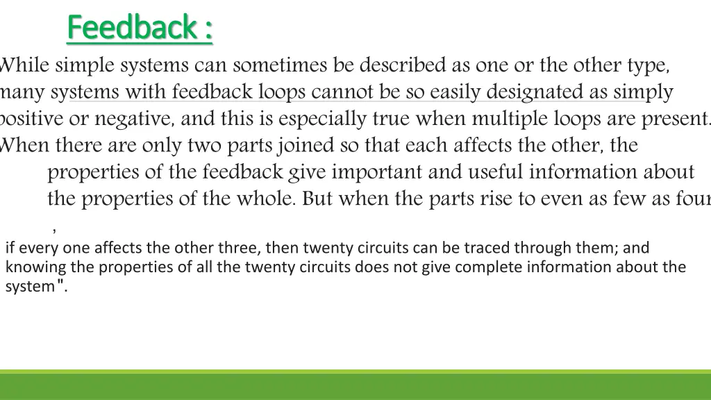 feedback feedback while simple systems