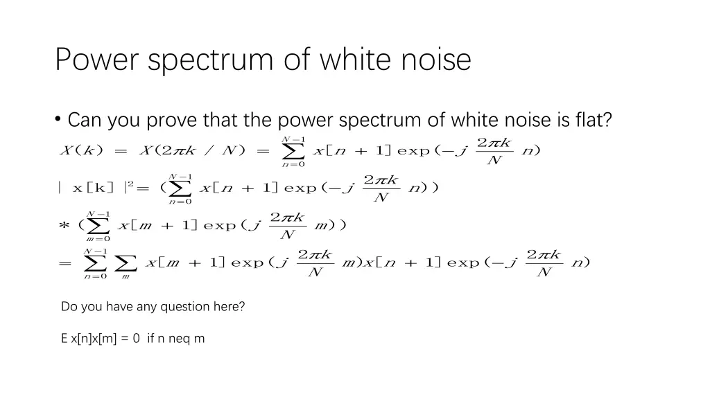 power spectrum of white noise
