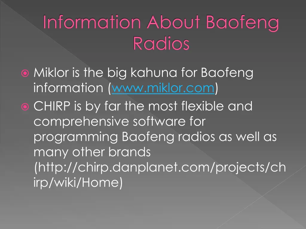 information about baofeng radios