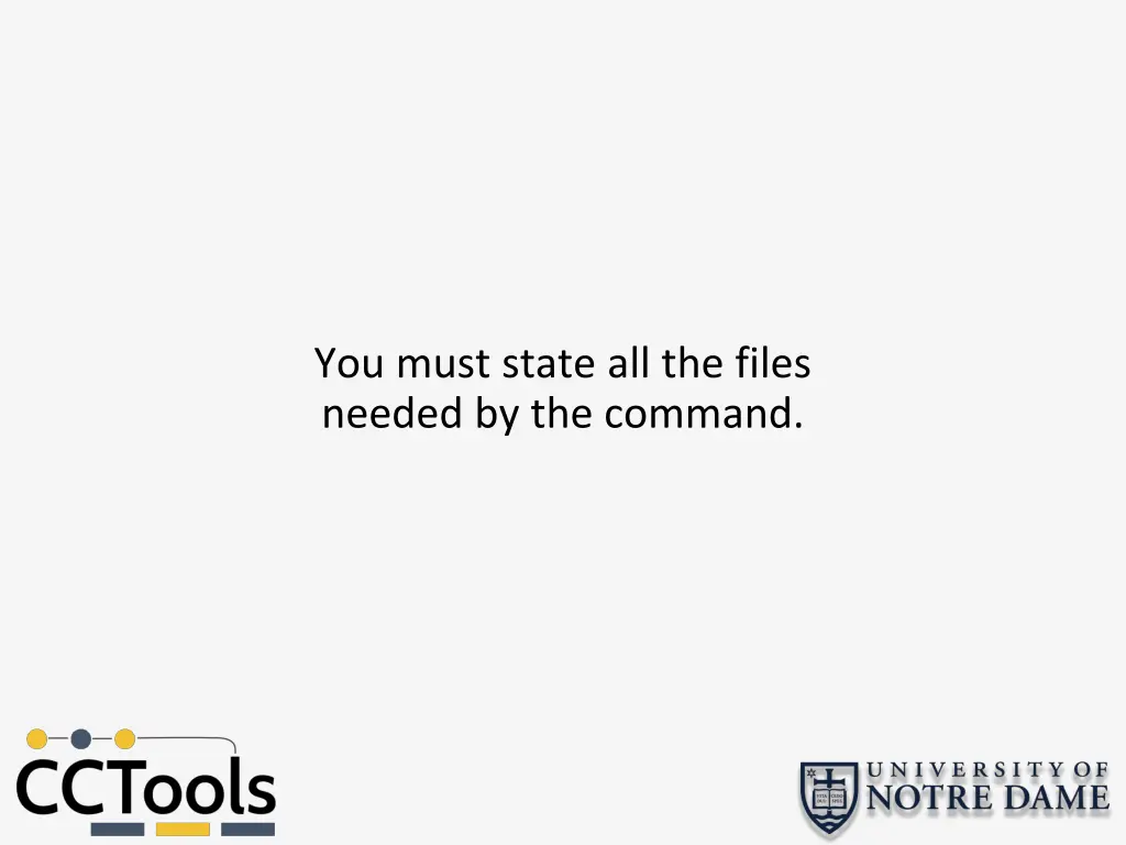 you must state all the files needed by the command