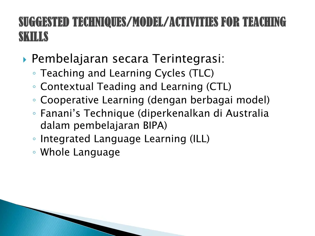 pembelajaran secara terintegrasi teaching