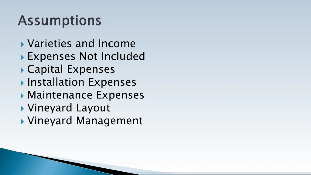 varieties and income expenses not included