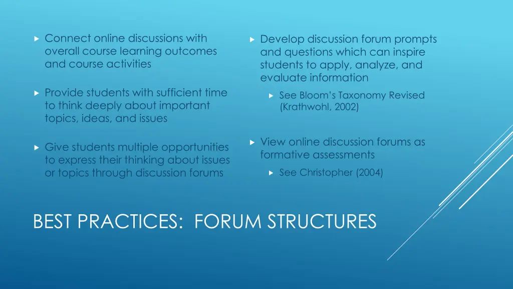 connect online discussions with overall course