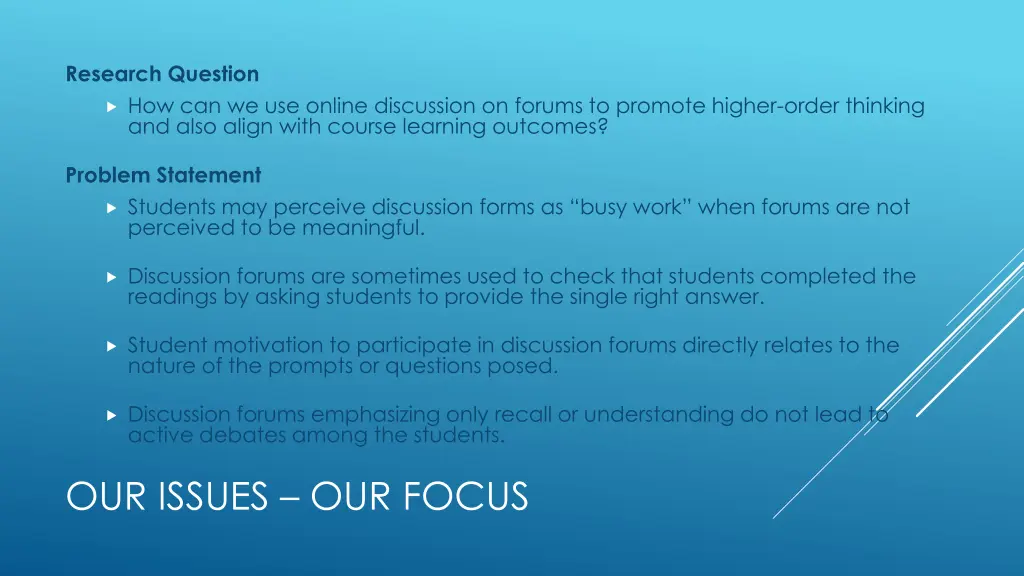 research question how can we use online