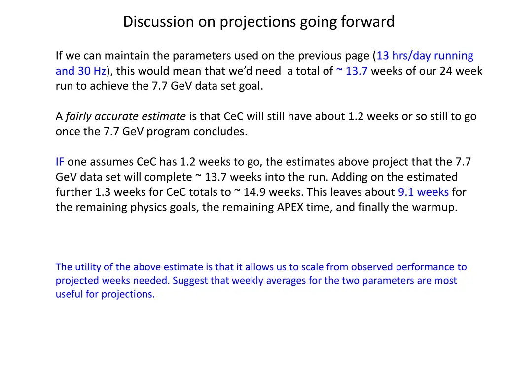 discussion on projections going forward 1