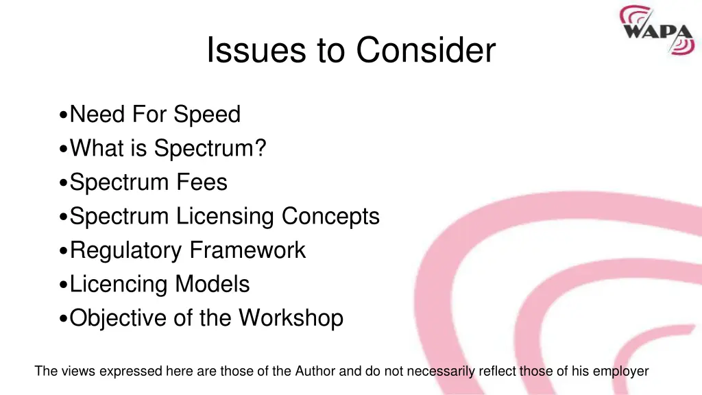 issues to consider