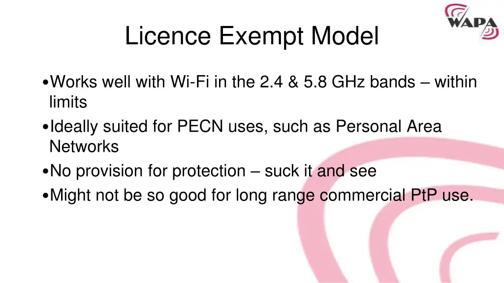 licence exempt model