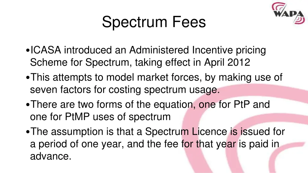 spectrum fees