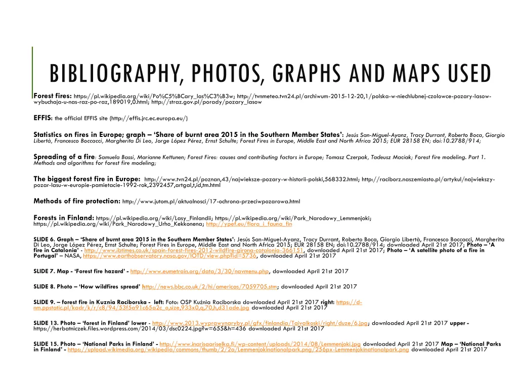 bibliography photos graphs and maps used forest
