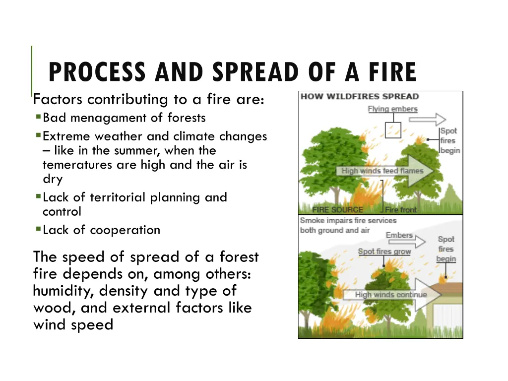 process and spread of a fire factors contributing