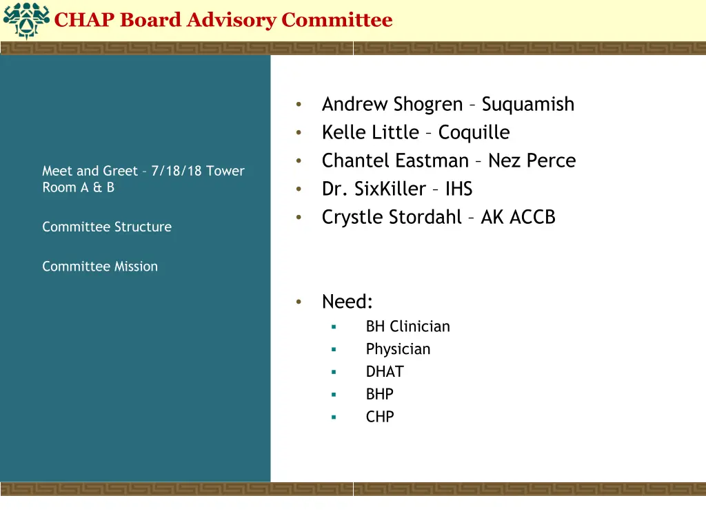 chap board advisory committee