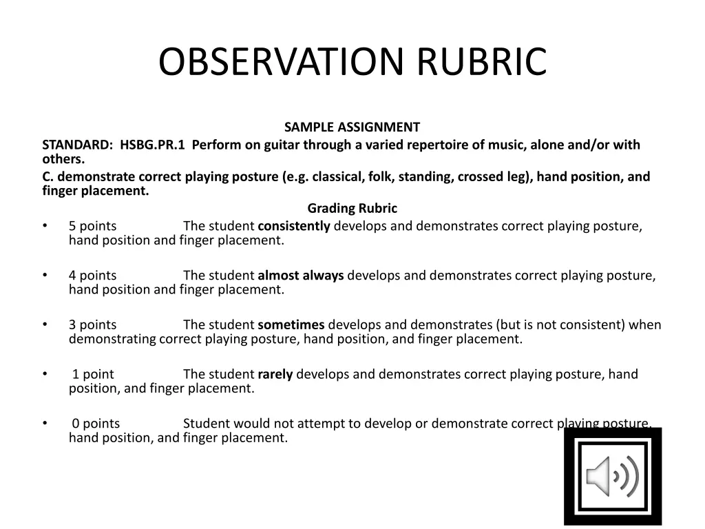 observation rubric