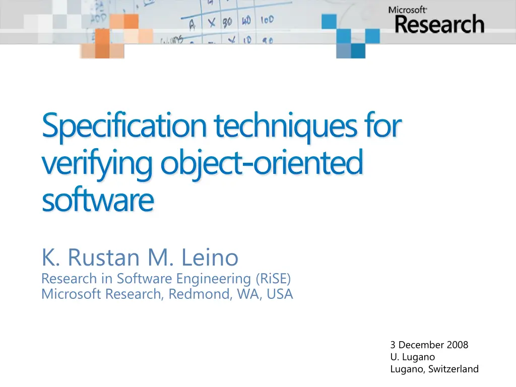 specification techniques for verifying object
