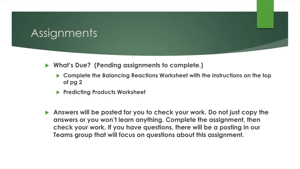 assignments