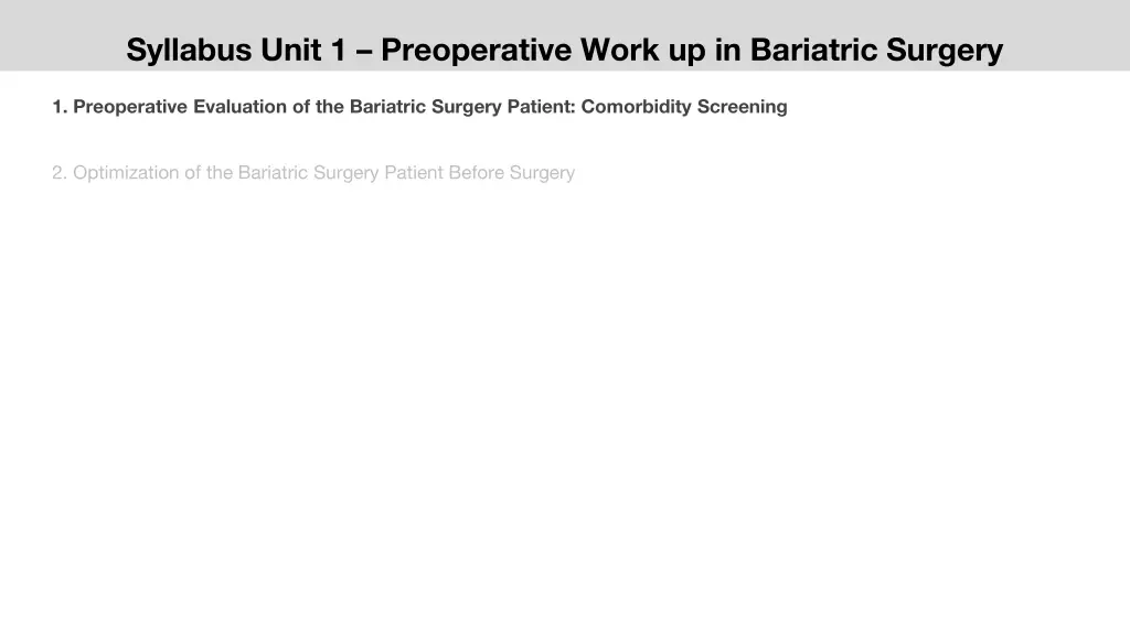 syllabus unit 1 preoperative work up in bariatric