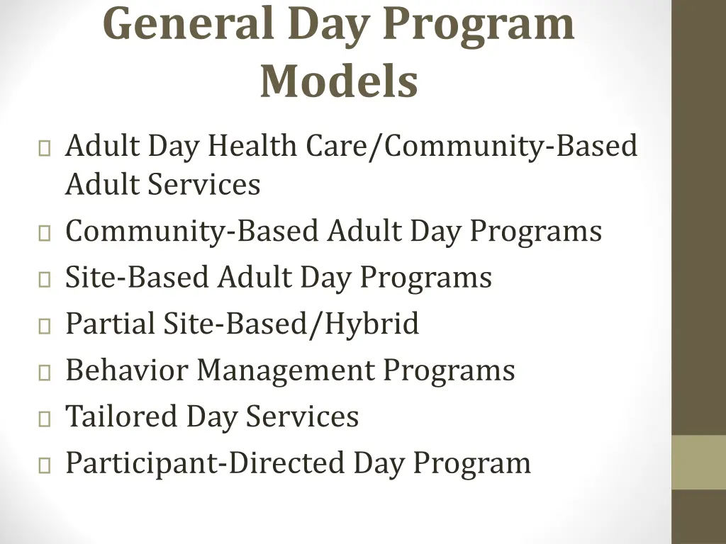 general day program models