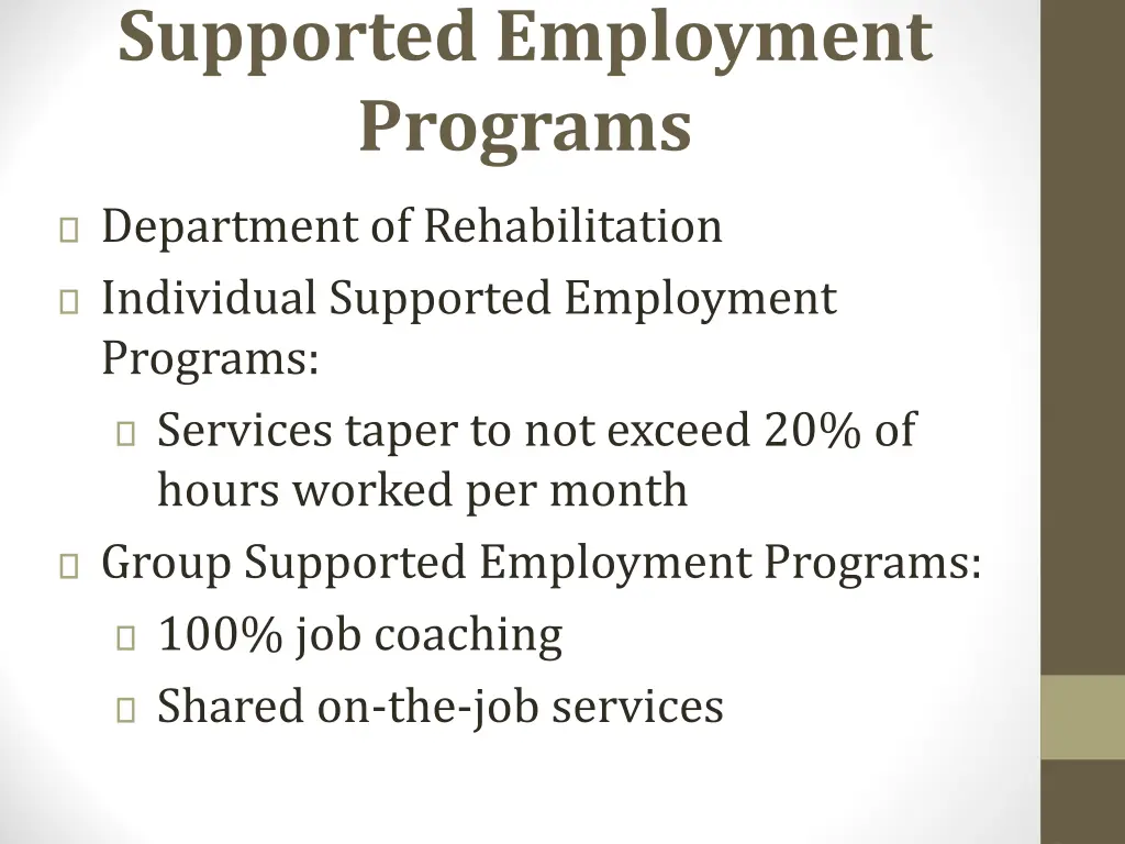 supported employment programs