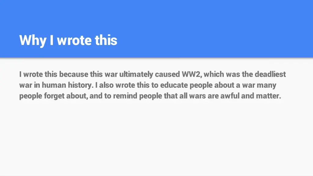 why i wrote this