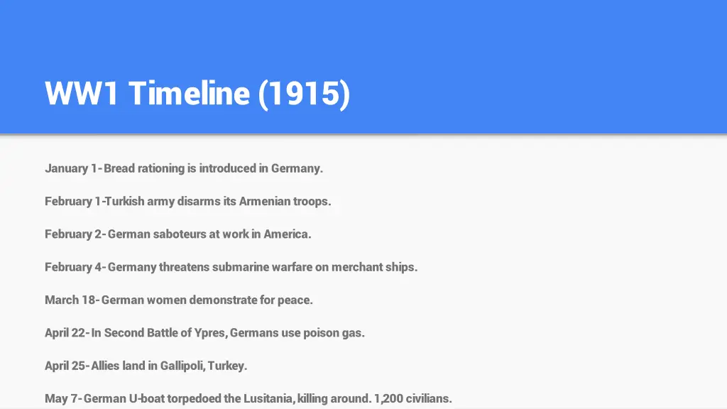ww1 timeline 1915
