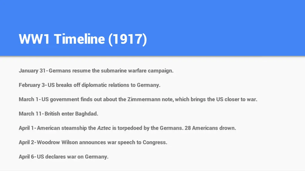 ww1 timeline 1917