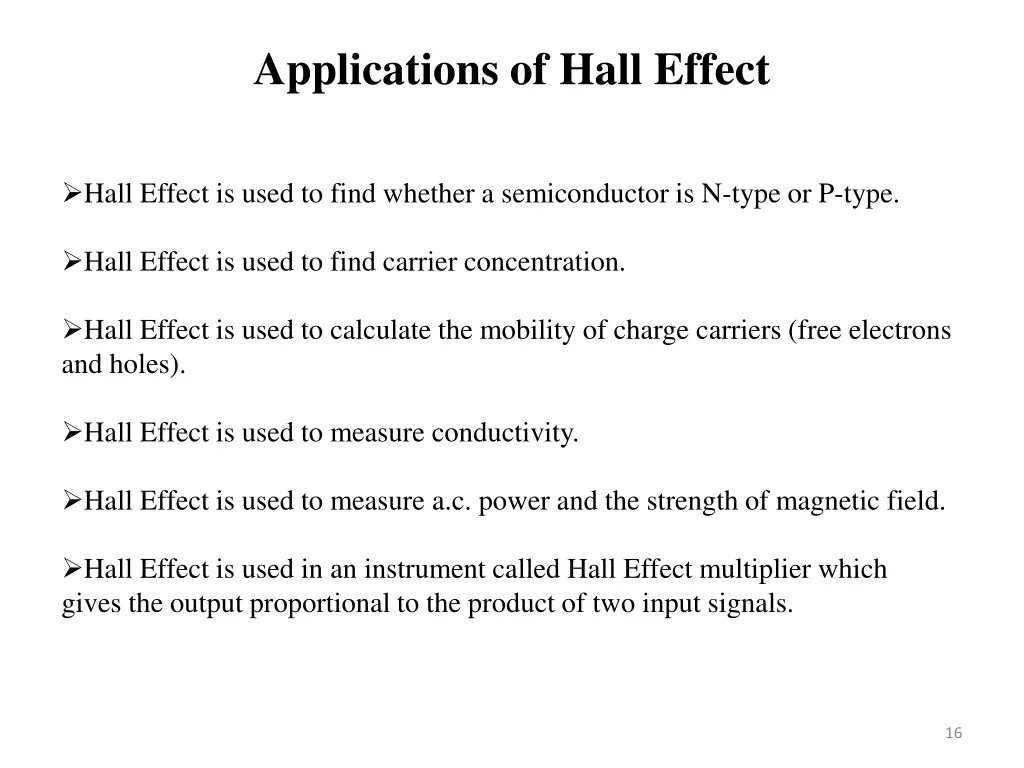 applications of hall effect