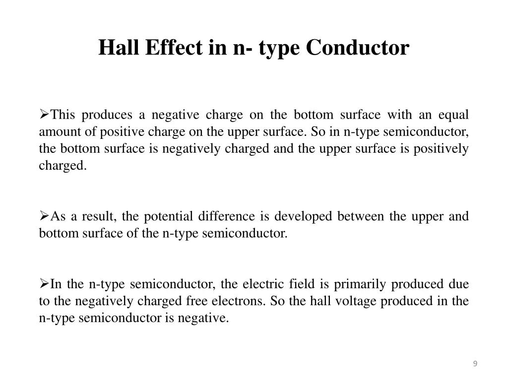 hall effect in n type conductor 1