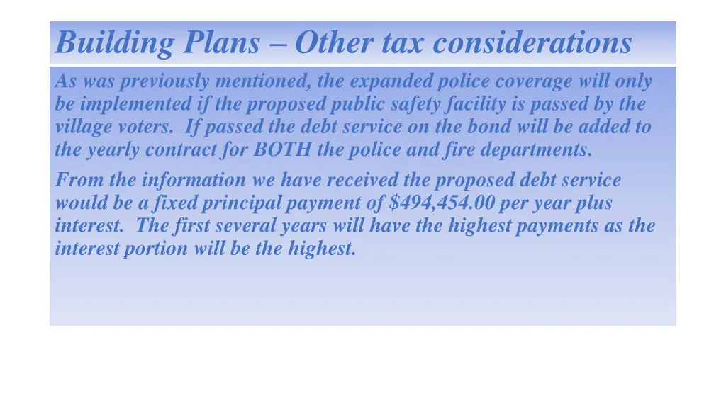 building plans other tax considerations