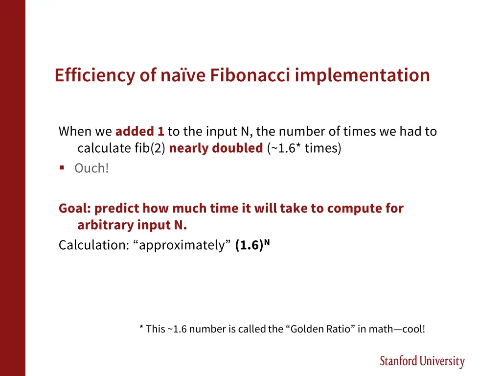 efficiency of na ve fibonacci implementation