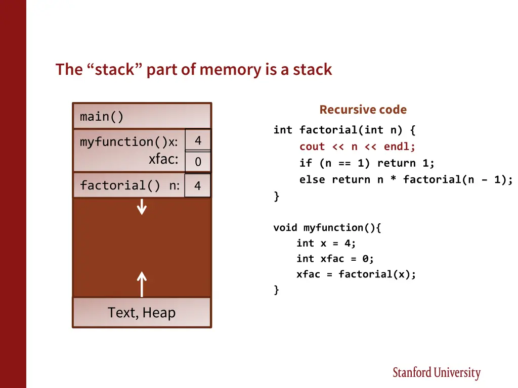 the stack part of memory is a stack