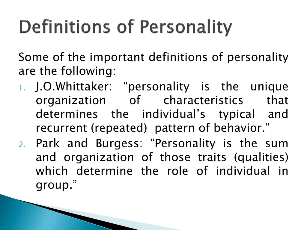 some of the important definitions of personality
