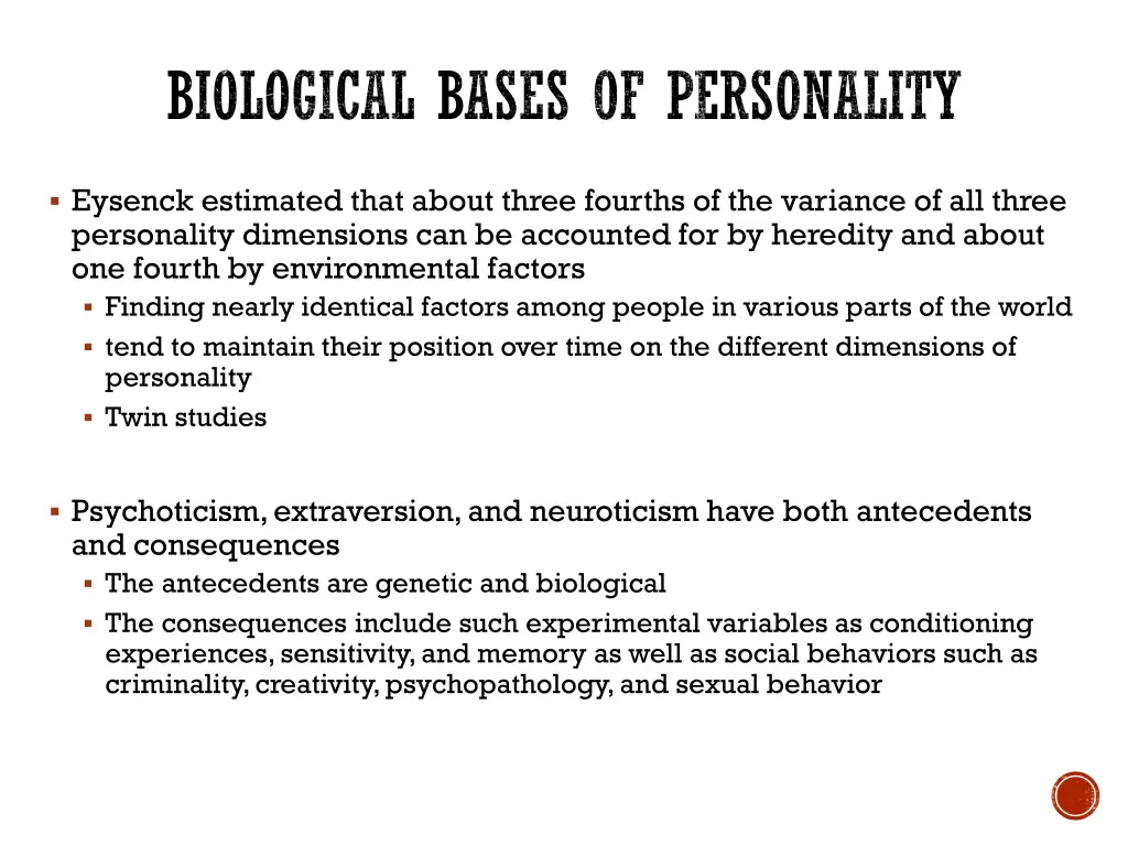 biological bases of personality