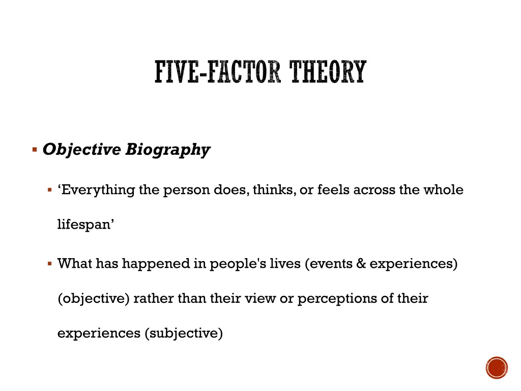 five factor theory 10