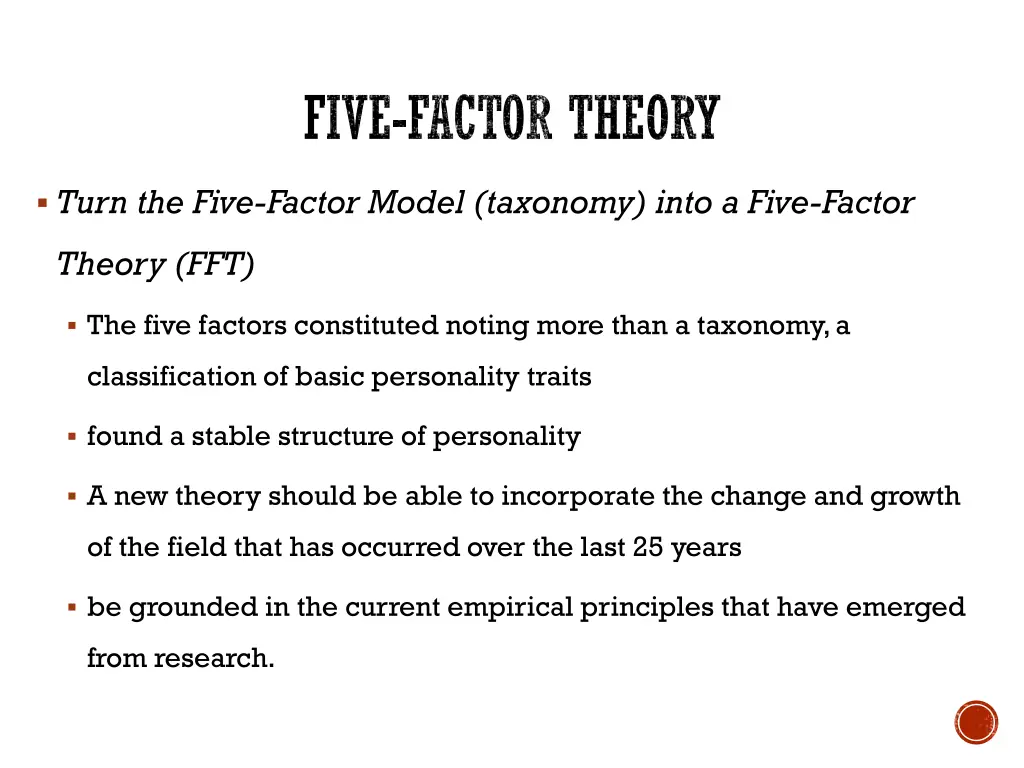 five factor theory