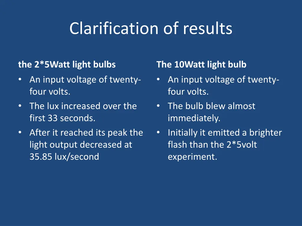 clarification of results