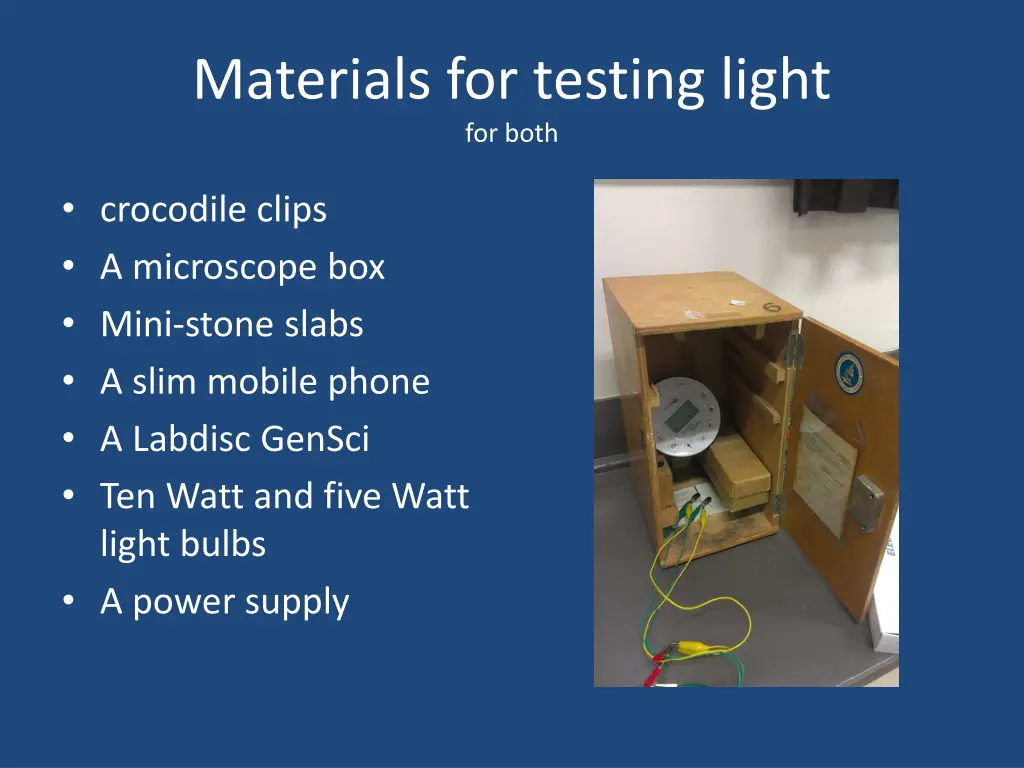 materials for testing light for both