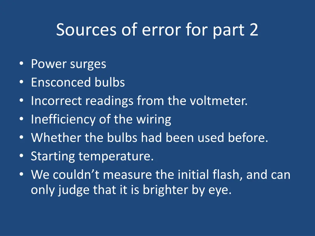 sources of error for part 2