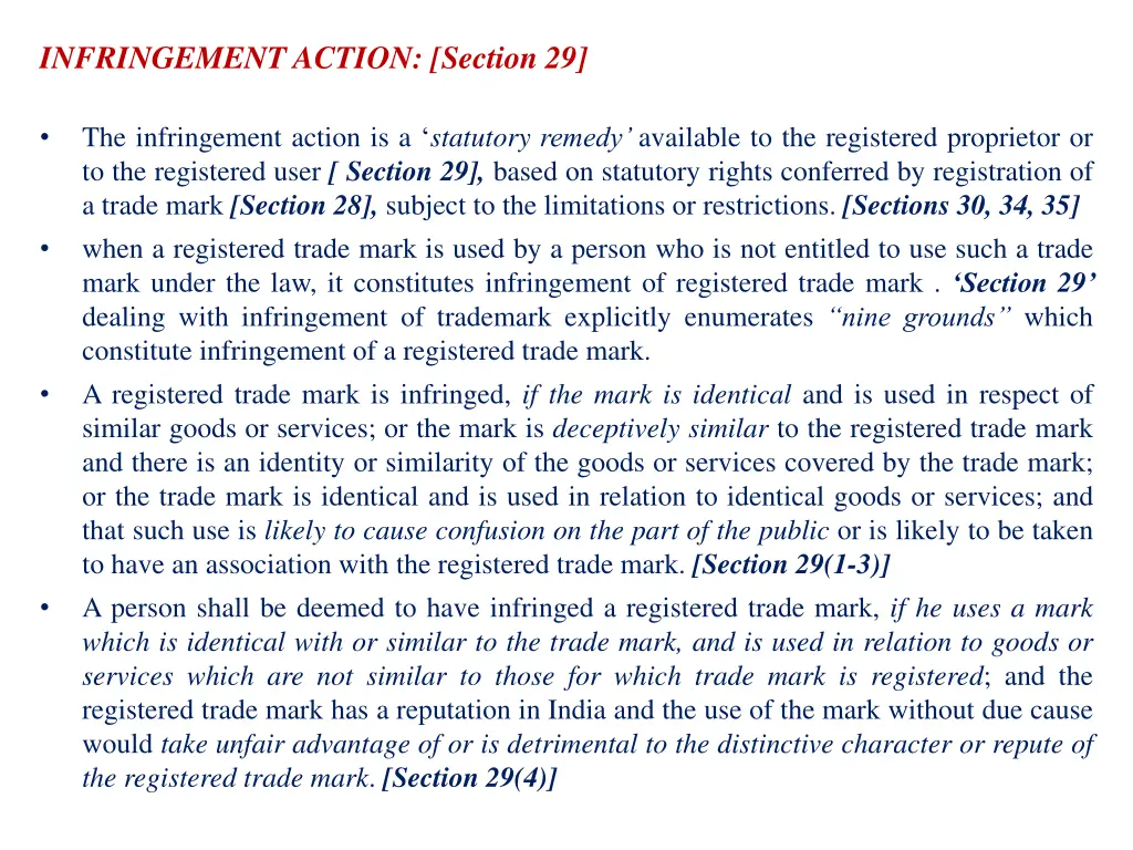 infringement action section 29
