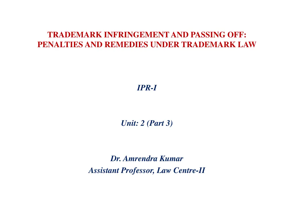 trademark infringement and passing off penalties