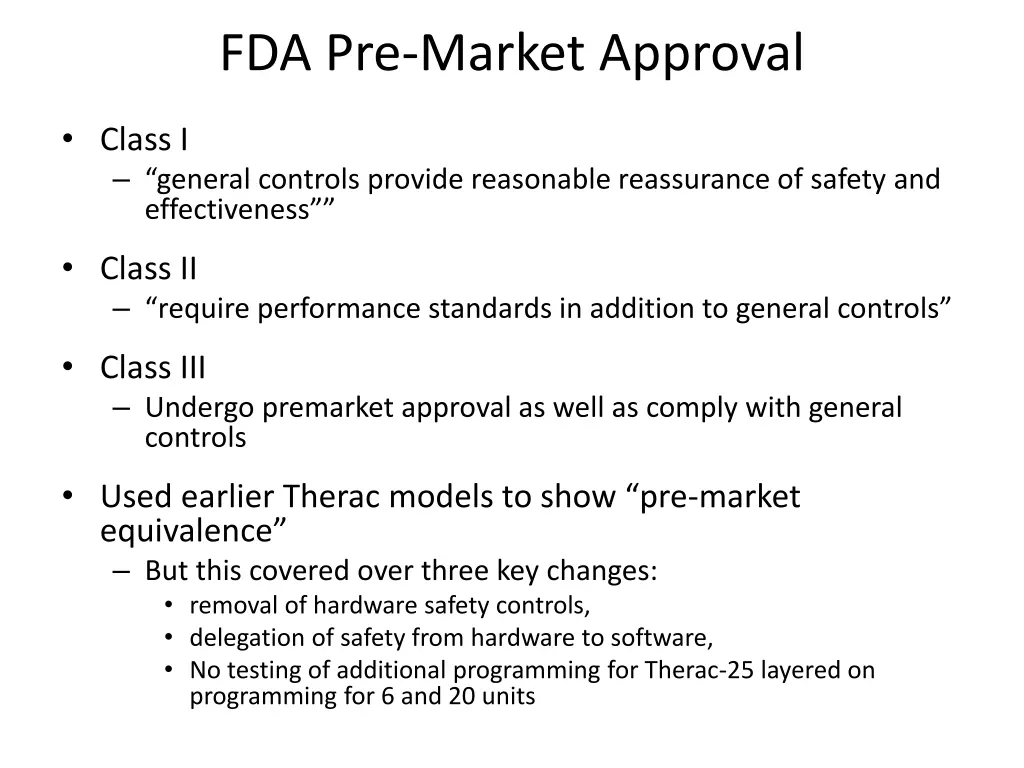 fda pre market approval