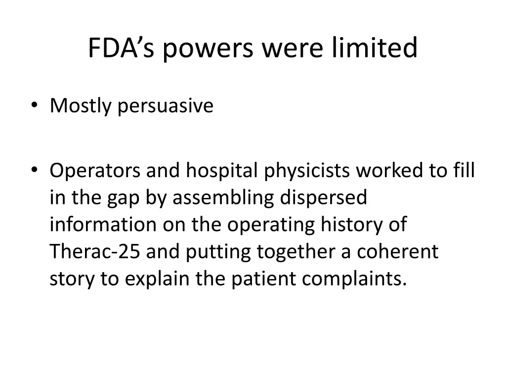 fda s powers were limited