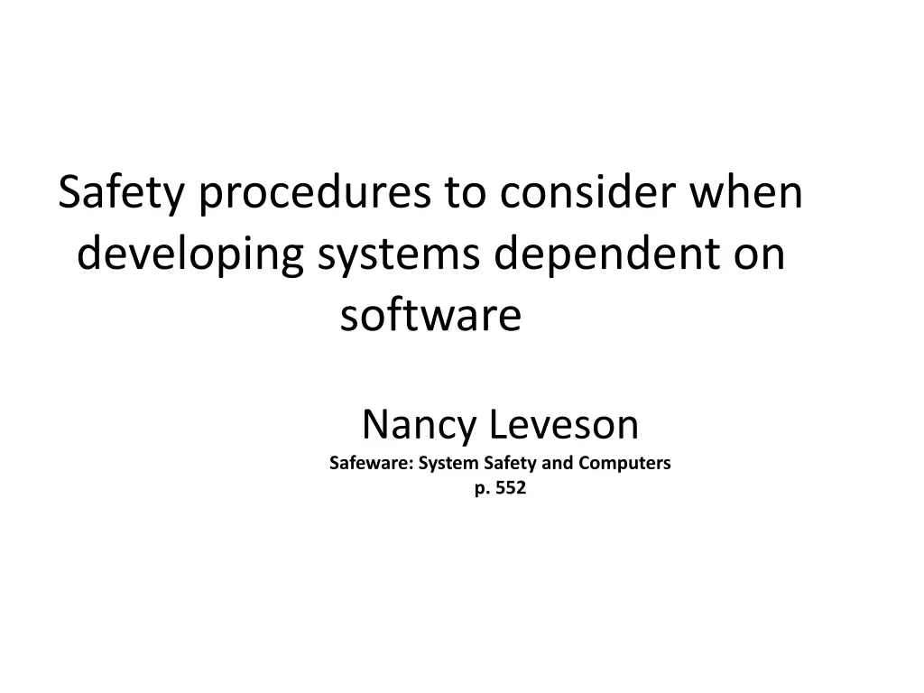 safety procedures to consider when developing