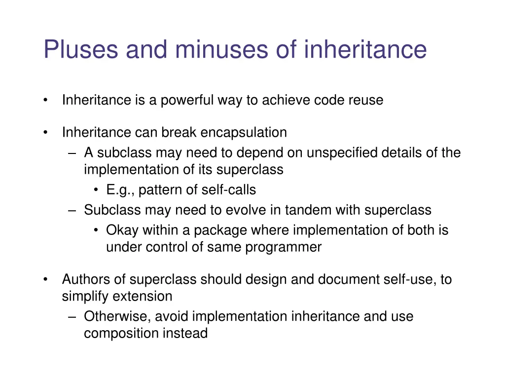 pluses and minuses of inheritance