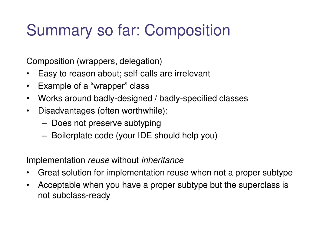 summary so far composition