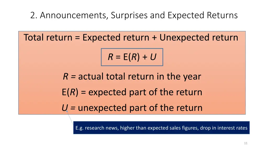 2 announcements surprises and expected returns